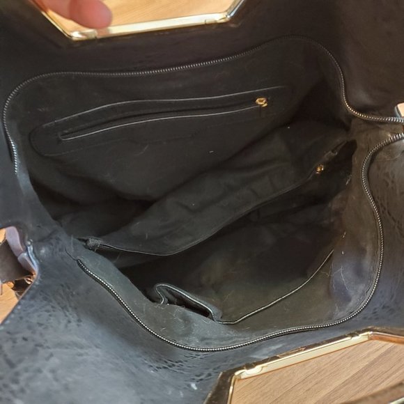 Michael Kors Large Black Fold over Purse gold LOGO hardware quilted body - Picture 11 of 11